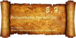 Bulyovszky Hermész névjegykártya